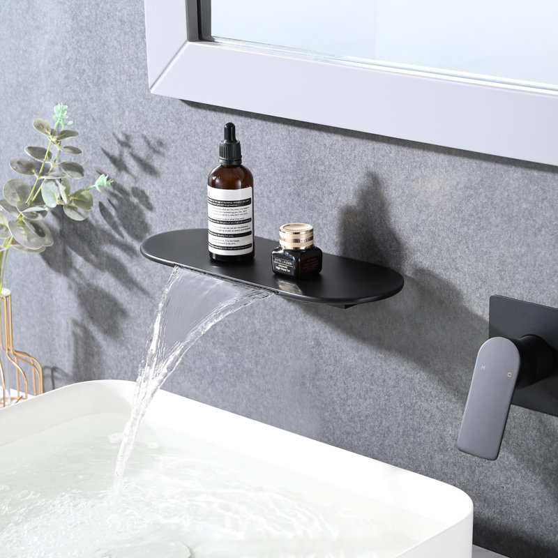 Robinet de salle de bain mural à une poignée, Noir mat