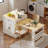 Kitchen Island With Extendable Dining Table, Power Outlet, 2 Drawers, 2 Side Open Shelves And Double-sized Storage Design-312429099