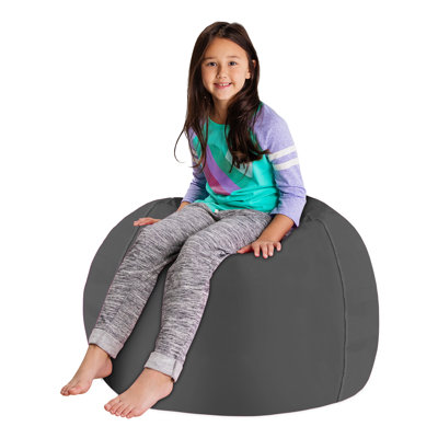 Kids Bean Bag Chair Cover - Stuffed Animal Storage & Toy Organizer with Zipper - Plush Storage Kids Bean Bag Cover only for Toddlers and Children's Rooms - Organizes Pillows, Blankets, and Stuffies - Multiple Colors, Sizes, and Fabrics