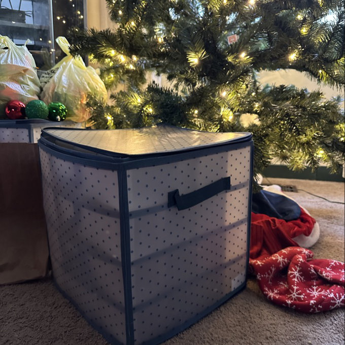 Christmas Ornament Storage Box With Adjustable Dividers (Set of 2) - 13" H x 13" W x 13" D