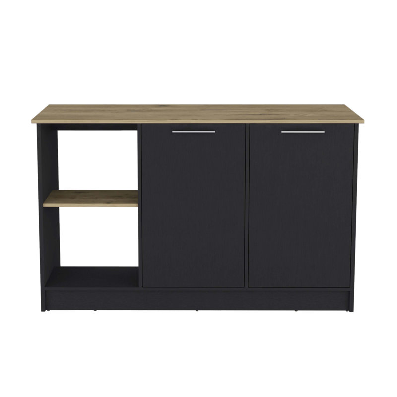 Îlot de cuisine avec grand plateau Juniper, Black/Dark Walnut