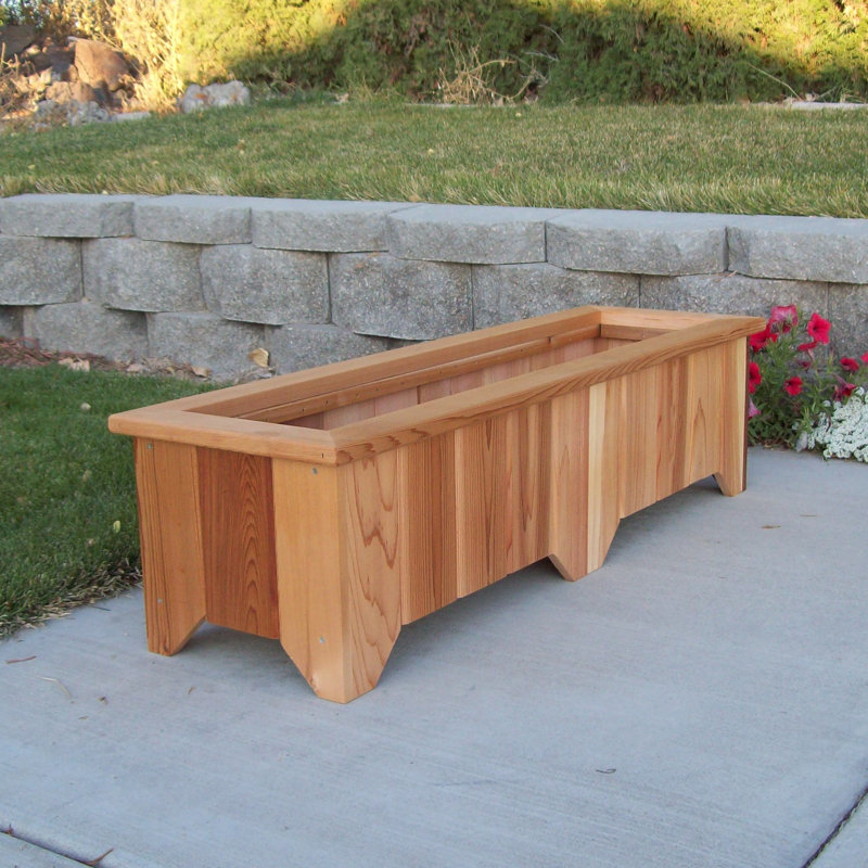 Cainsville Handmade Wood Planter Box, Cedar Stain, 13" H x 50" W x 15" D