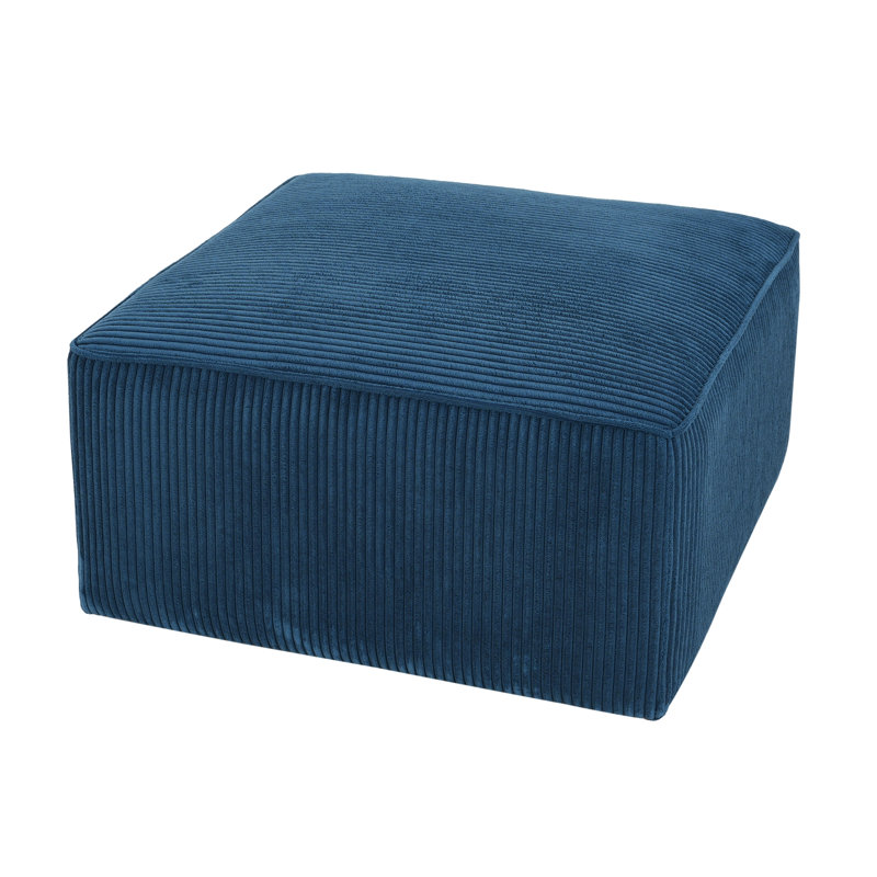 Upholstered Square Ottoman, Navy Corduroy