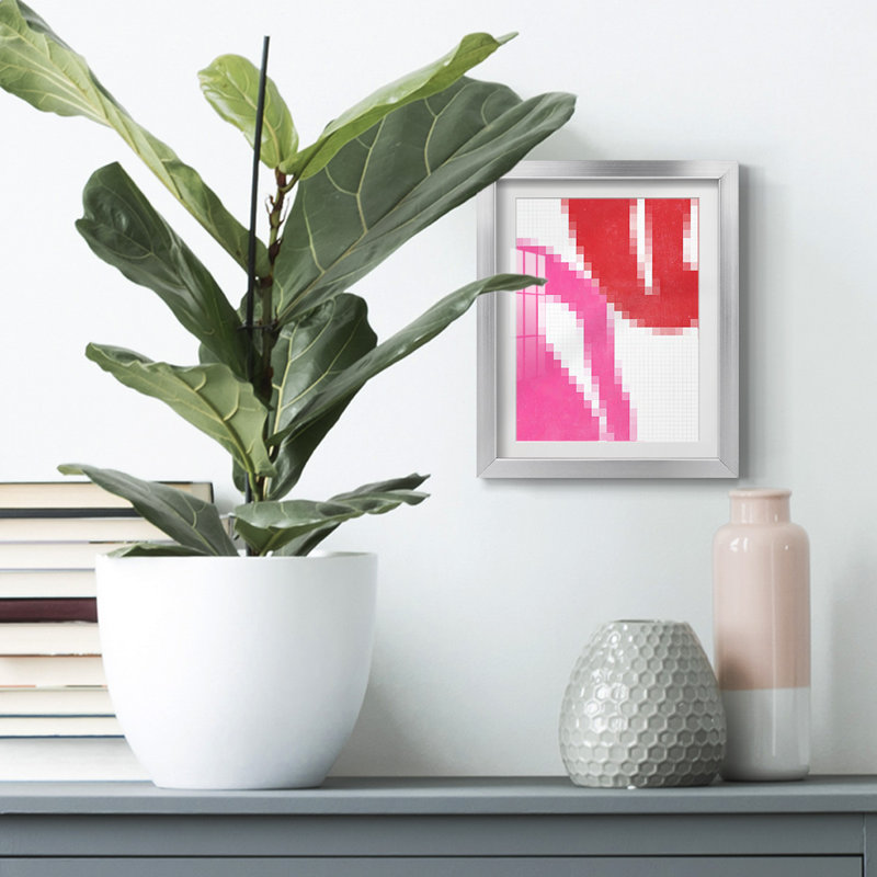 Pixel Leaves II -Framed Print, 25.5" H x 17.5" W, Silver