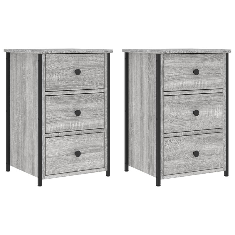 Caulkins 40cm W Iron Bedside Table, Grey Sonoma, Set of 2