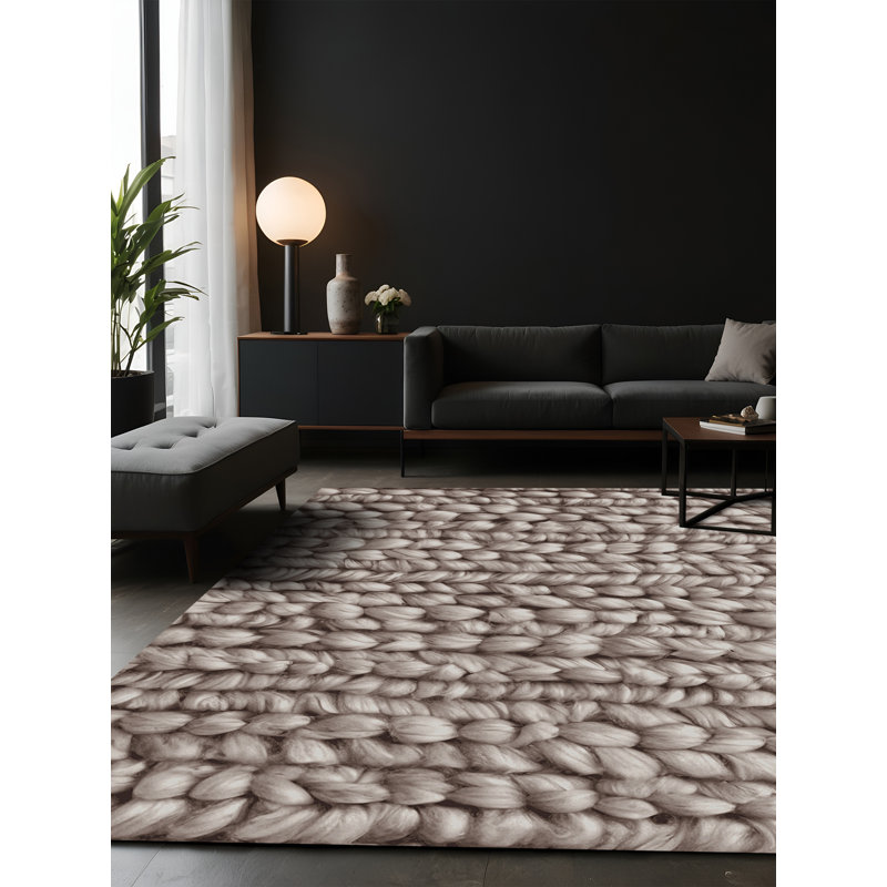 Tapis gris soyeux et moelleux, Carré 8 pi