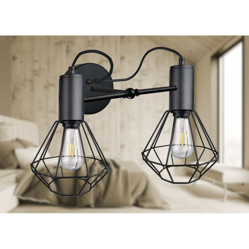Etchemin Steel Armed Sconce, Black, Black