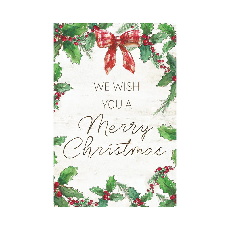 Merry Christmas Bow - reproduction d'art mural - toile tendue