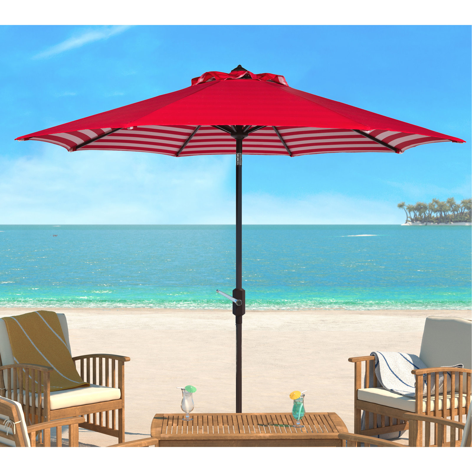 Asla 100.8'' Outdoor Umbrella, Red/White