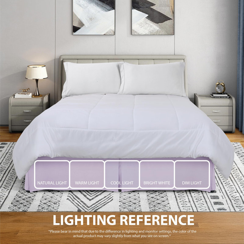 Jupe de lit en microfibre douce - ajustement facile avec une chute sur mesure de 14 po - qualité hôtelière, résistante au rétrécissement et à la décoloration - couvre-lit (mauve clair)