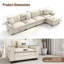 Canapé modulaire 150 po avec repose-pieds modulaire profond en chenille avec garniture cloutée 150 po-1187886259-1187886264