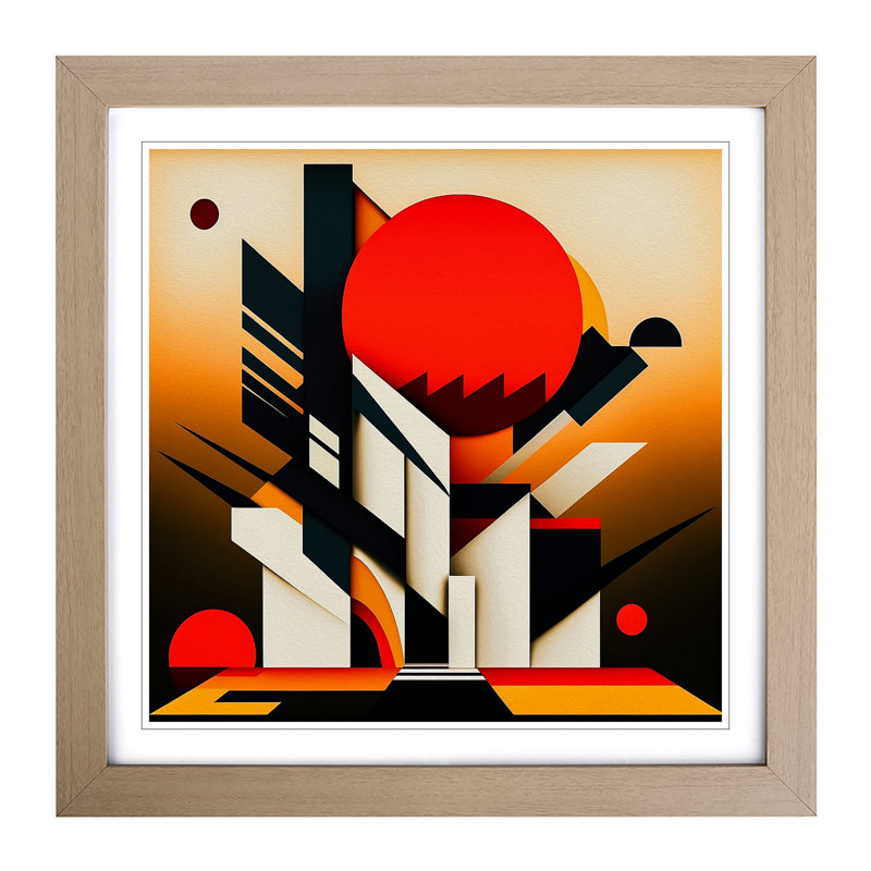 Art Deco Sunset Suprematism No.1 - Framed Print, Oak