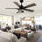  52" Modern 5-Blade Ceiling Fan with Light Kit and Remote, 6 Speed Black Quiet DC Dimmable Light with DIY LED Shade for Living Room-1264761098