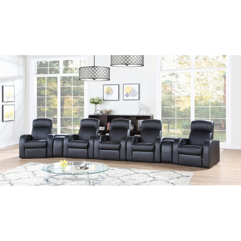 ArAgon Upholstered Home Theater Seat with Cup Holder
