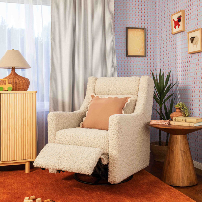 Kiwi Plus Power Recliner and Swivel Glider with Power Adjustable Headrest and USB Port, Almond Teddy Loop