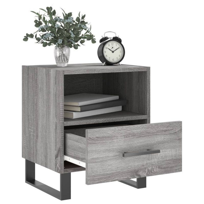 Vinny 40cm W Iron Bedside Table, Grey Sonoma