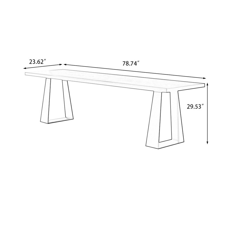 Walnut Rectangular Solid Wood Writing desk, 29.53"H*78.74"W*23.62"D