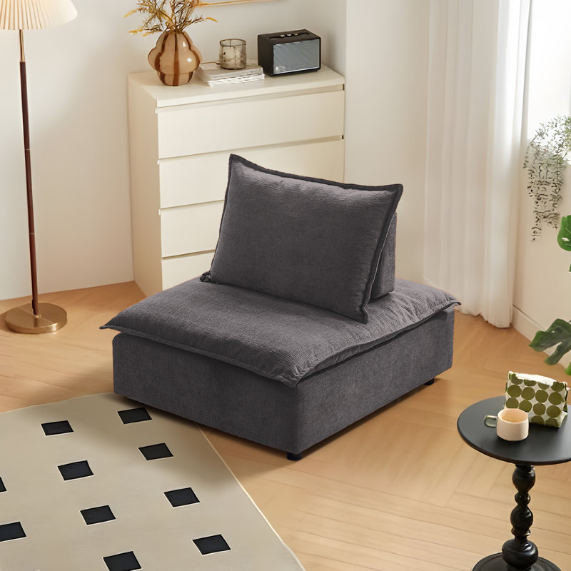Chaise rembourrée moderne avec fauteuil de loisir, coussin décoratif, chaise d'appoint, chaise de salon, Gris