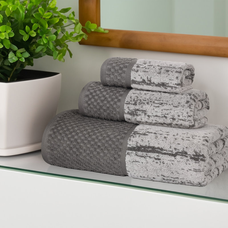 Ensemble de serviettes 3 pièces Lodie, Gris anthracite / argent