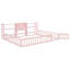 Lit de bébé Queen avec barrière de sécurité, bibliothèque et étagères de rangement à 3 niveaux, rose