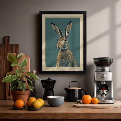 Hare Portrait Vintage - Framed Print