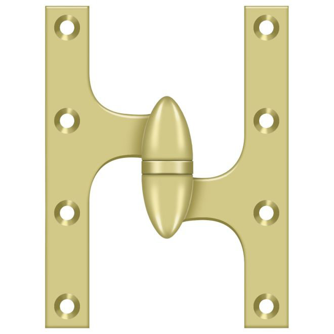Charnière en laiton poli 6 po x 4 1/2 po Deltana OK6045B3-R, Laiton poli, Côté droit