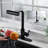 Pull Down Single Handle Kitchen Faucet With Deck Plate 4 Spray Function-98600395