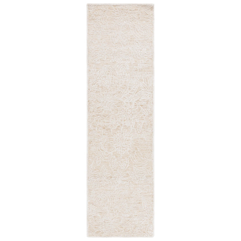 Bathesda Hand Tufted Wool/Bamboo Silk/Cotton with Cotton Backing Floral Rug in Ivory/Gold, null