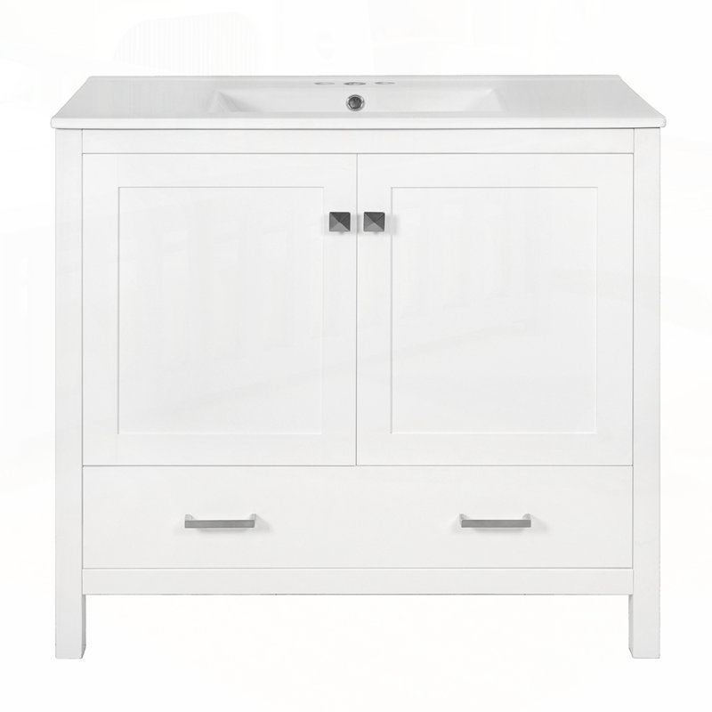 Meuble-lavabo moderne avec rangement avancé et lavabo durable, Blanc