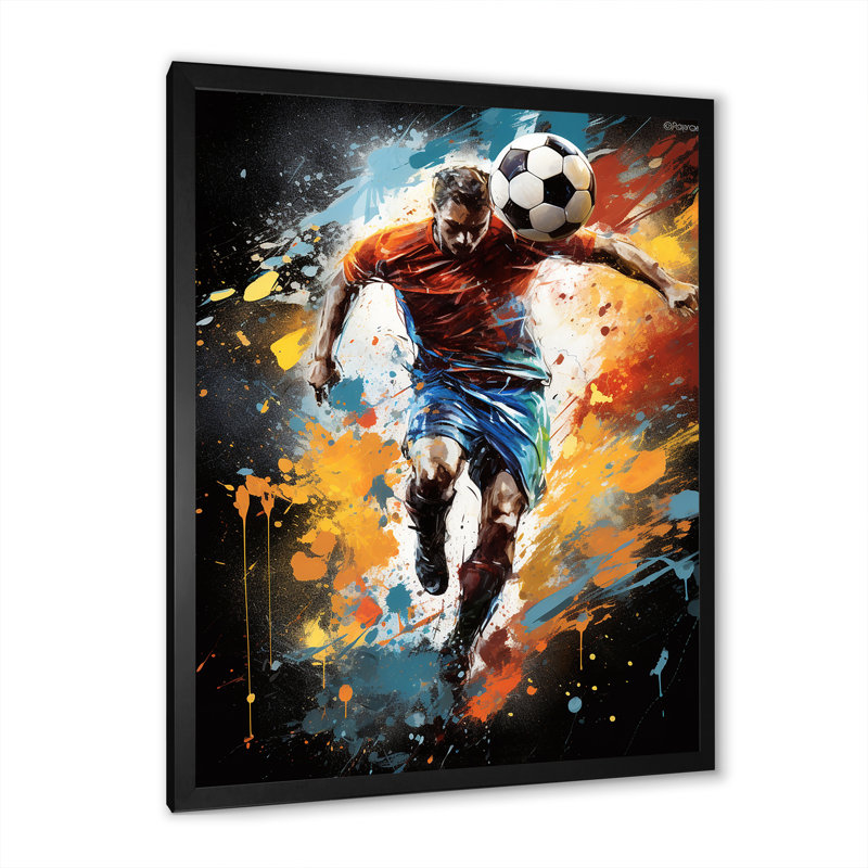 «Urmia Abstract Soccer Portrait Fusion», impressions sur toile, H 44 po x l 34 po x P 1,5 po, Cadre photo noir