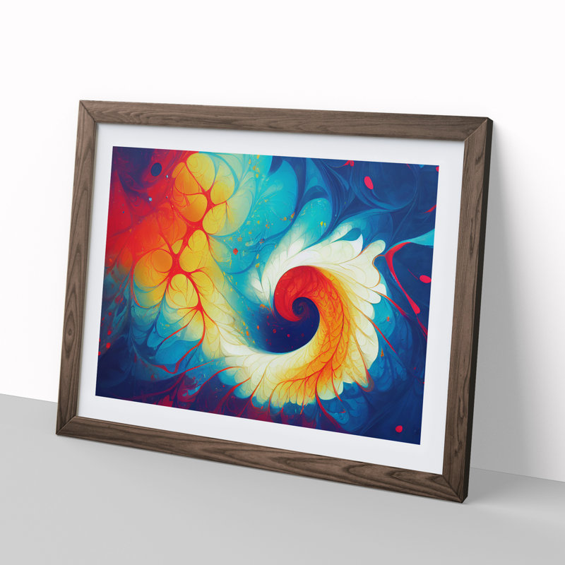 Abstract Fractal Splash Vol.3 - Single Picture Frame Print, 46cm H x 64cm W x 2cm D, Walnut