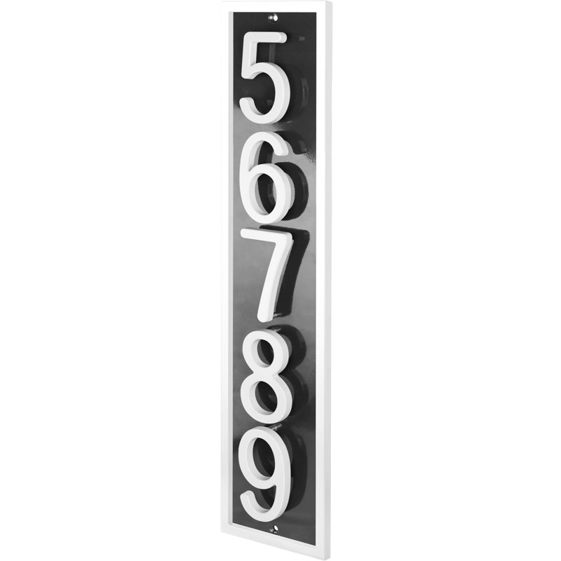 Plaque d'adresse flottante en aluminium Royal Shade, Blanc, Oui, Noir