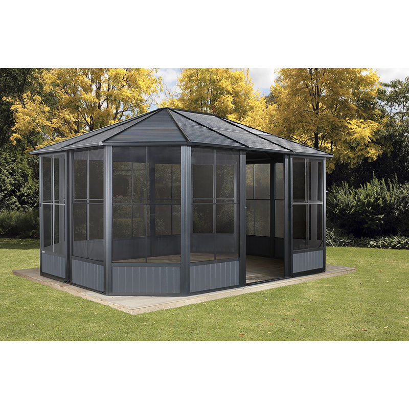 Pavillon de jardin Korado x Aluminium, 110.6" H x 191.58" L x 151.02" D