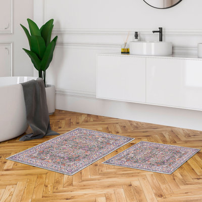 Ensemble de luxueux tapis de bain (2 pièces), 100% polyester, antidérapant, antibactérien | Dimensions: 19,7 po x 23,6 po et 23,6 po x 39,4 po | Tissu ultra-absorbant et facile à nettoyer, lavable à la machine à 86 ° F | Parfait pour la salle de bain ou le spa