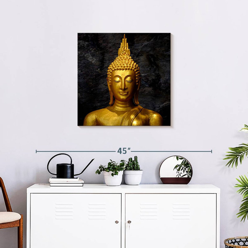 Adella Gold Buddha Statue Head, 24" H x 24" W