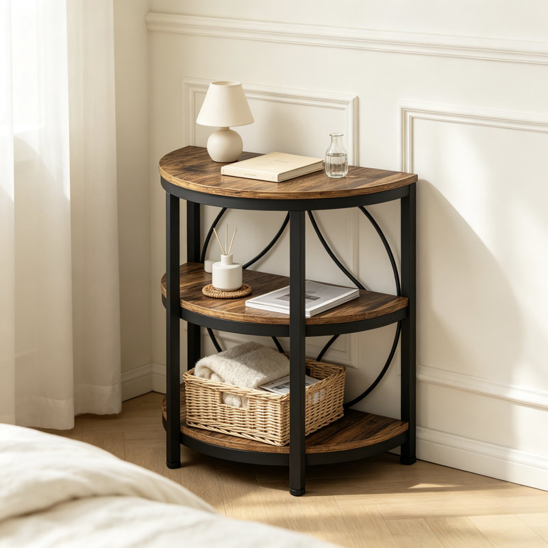 Obim 3-Shelve Manufactured Wood End Table, Brown, 1