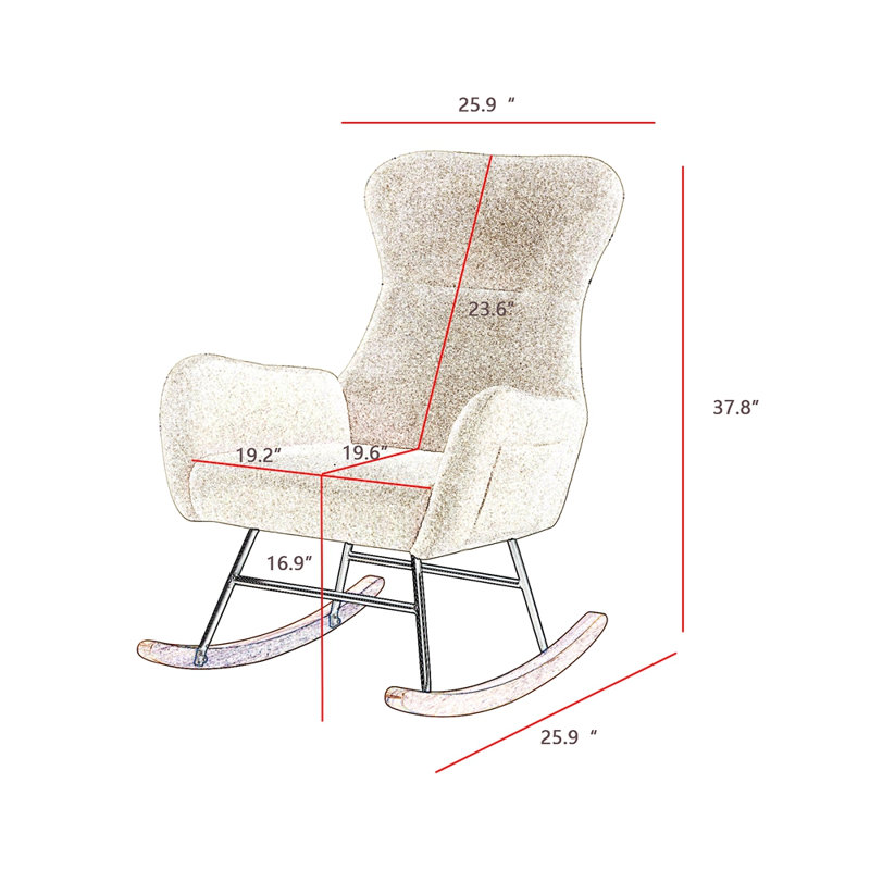 Chaise berçante en velours crème