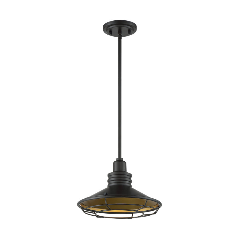 Luminaire suspendu conique unique à 1 lumière Parkdale, Bronze foncé / Or, Bronze, H 8,13 po x l 12 po x P 12 po