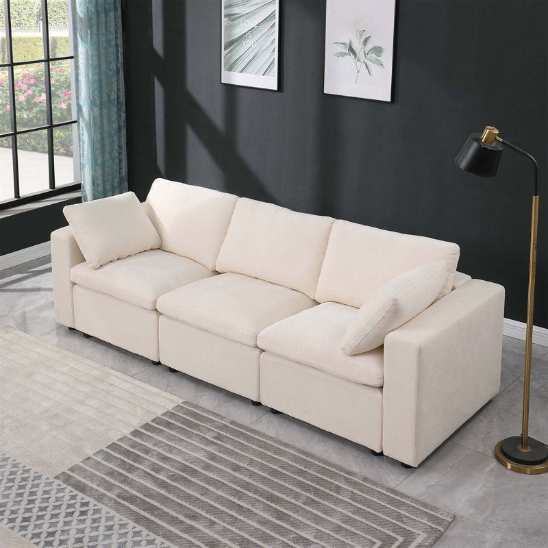 Ensemble de canapé modulaire polyvalent 3 pièces avec fauteuil sans accoudoirs et deux fauteuils d'angle, idéal pour divers espaces de vie