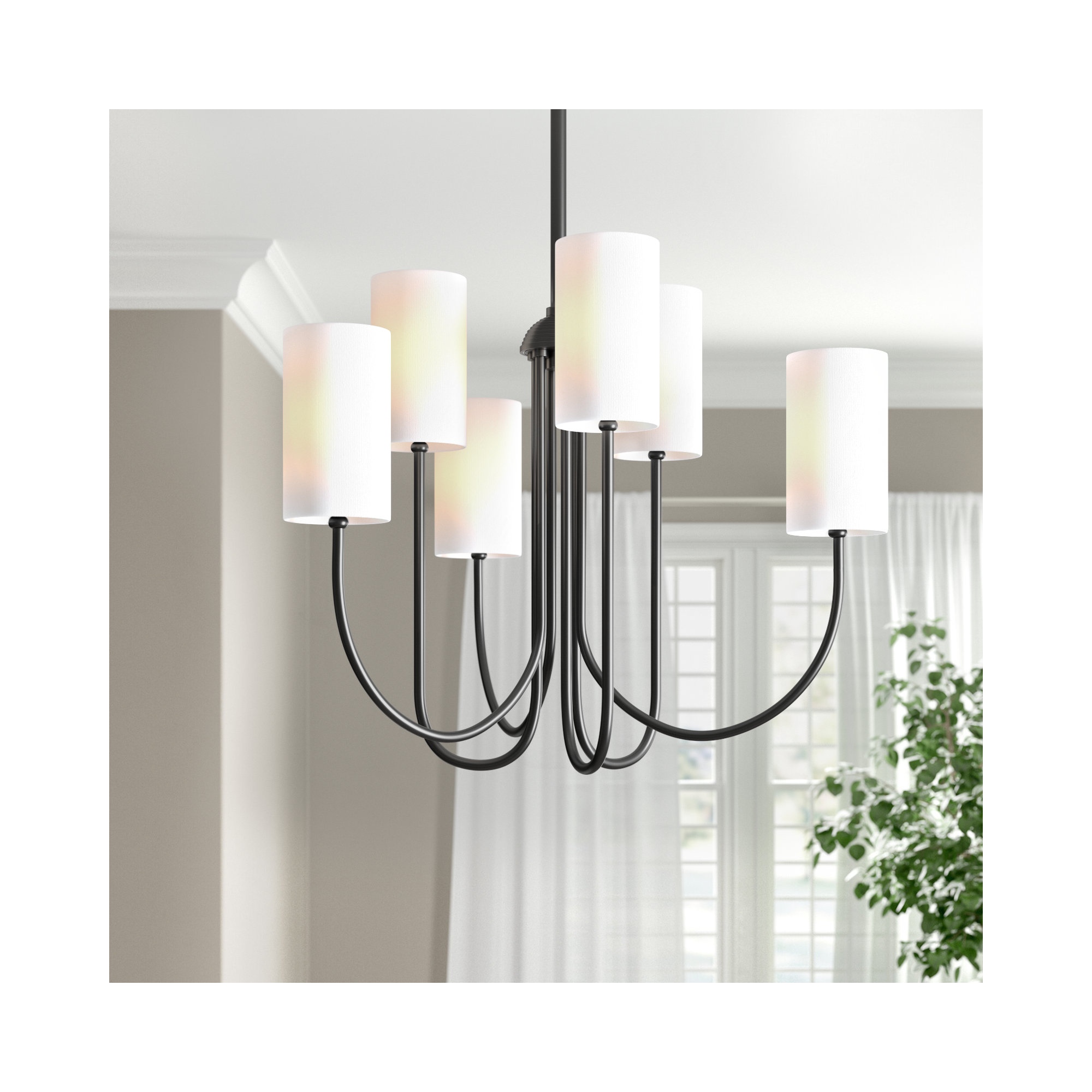6 - Light Metal Chandelier, Old Bronze