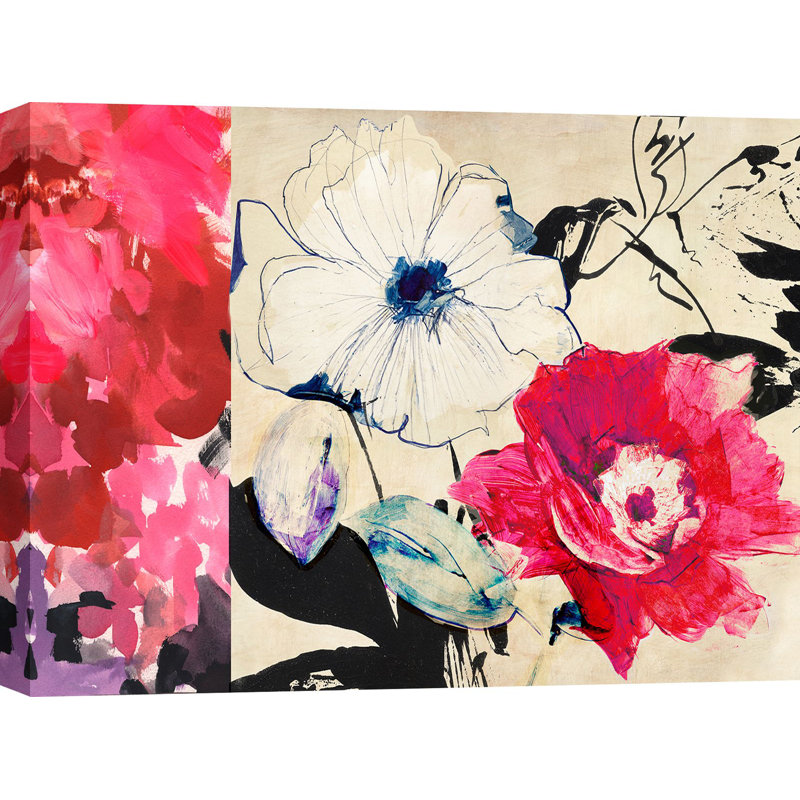 3KP6412 Happy Floral Composition II 1 Piece Wrapped Canvas Painting, 50cm H x 70cm W x 4cm D