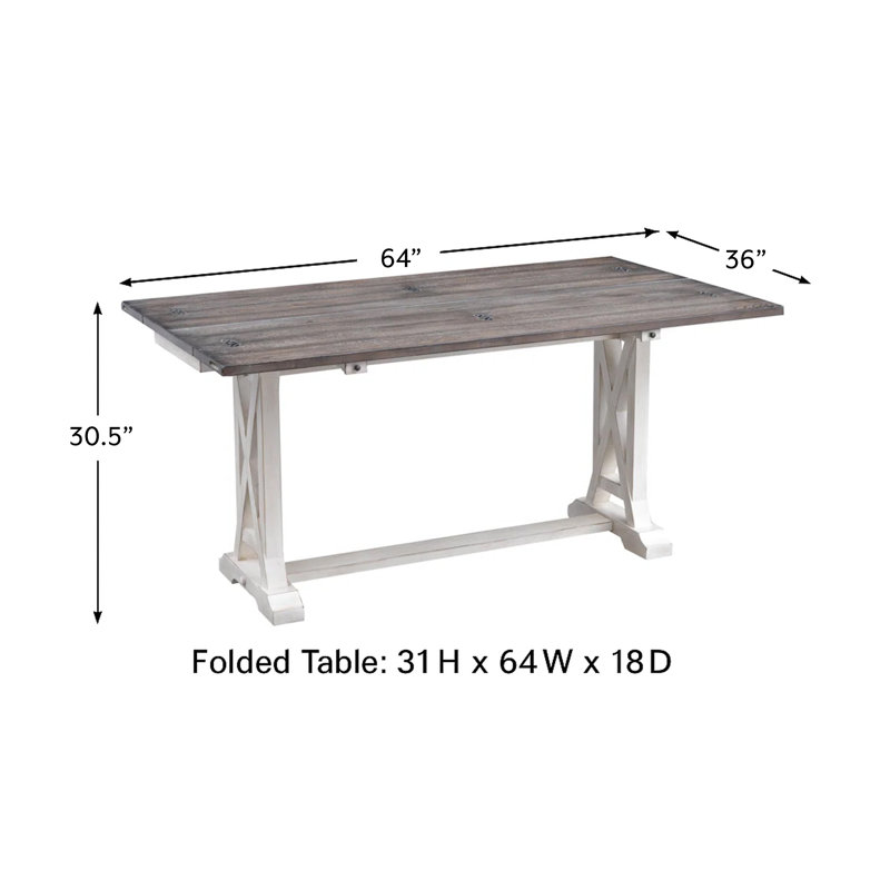 Highworth 64" Solid Wood Flip Top Console Table, Cream