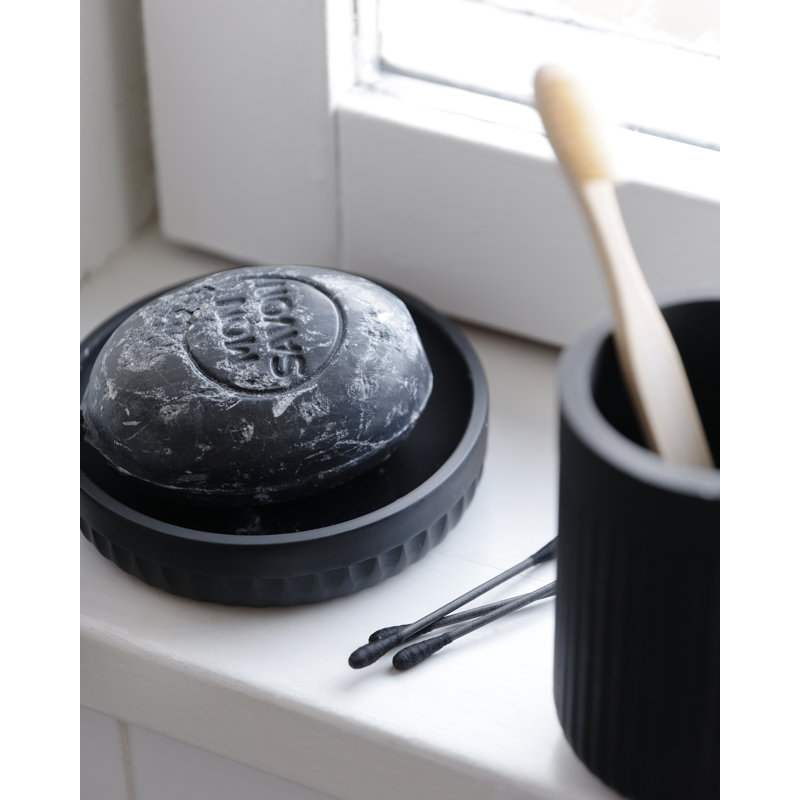 Porte-savon et bijoux - POLYRESIN - nervuré , Black