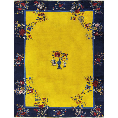 Art Deco Wool Floral Area Rug