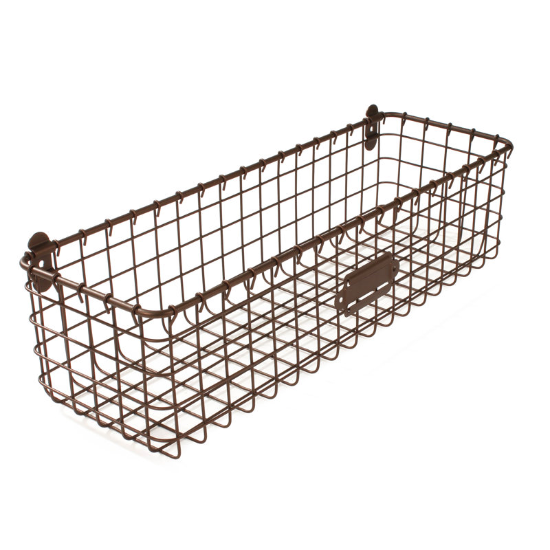 Albie Metal Wall Organizer with Wall Baskets, Bronze