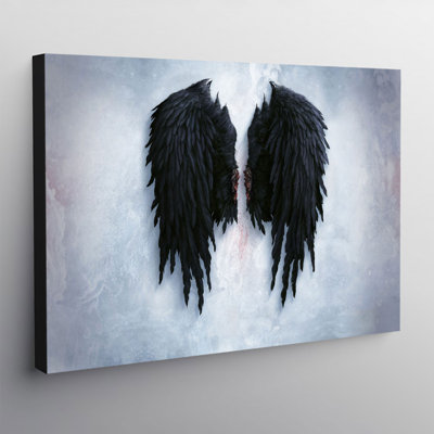 Black Angel Wings - Wrapped Canvas Print