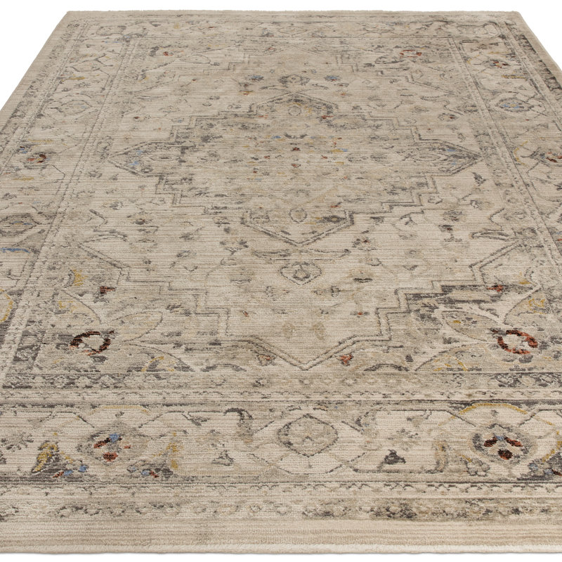 Beimnet Machine Woven Beige/Grey Indoor Rug, Rectangle 120 x 166cm