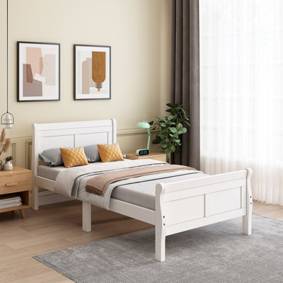 Wood Platform Bed Twin Bed Frame Mattress Foundation Sleigh Bed With Headboard/Footboard/Wood Slat Support, Espresso -  Alcott Hill®, D42EC65FD2554F4C9A6C9985F2BB1E88