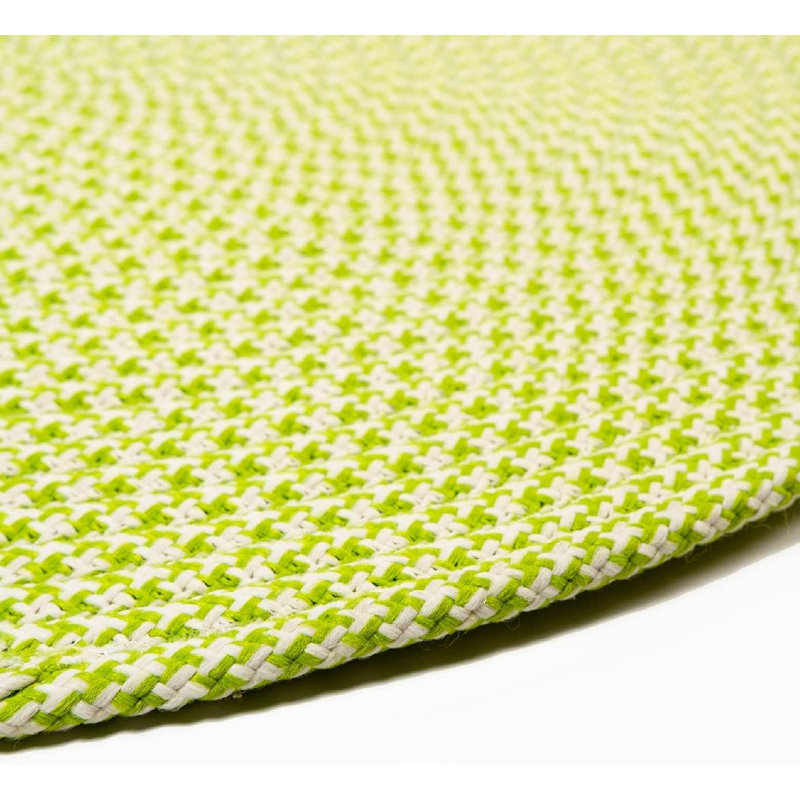 Tapis ovale en polypropylène tressé à la main de couleur unie 2 pi x 3 pi jaune lime