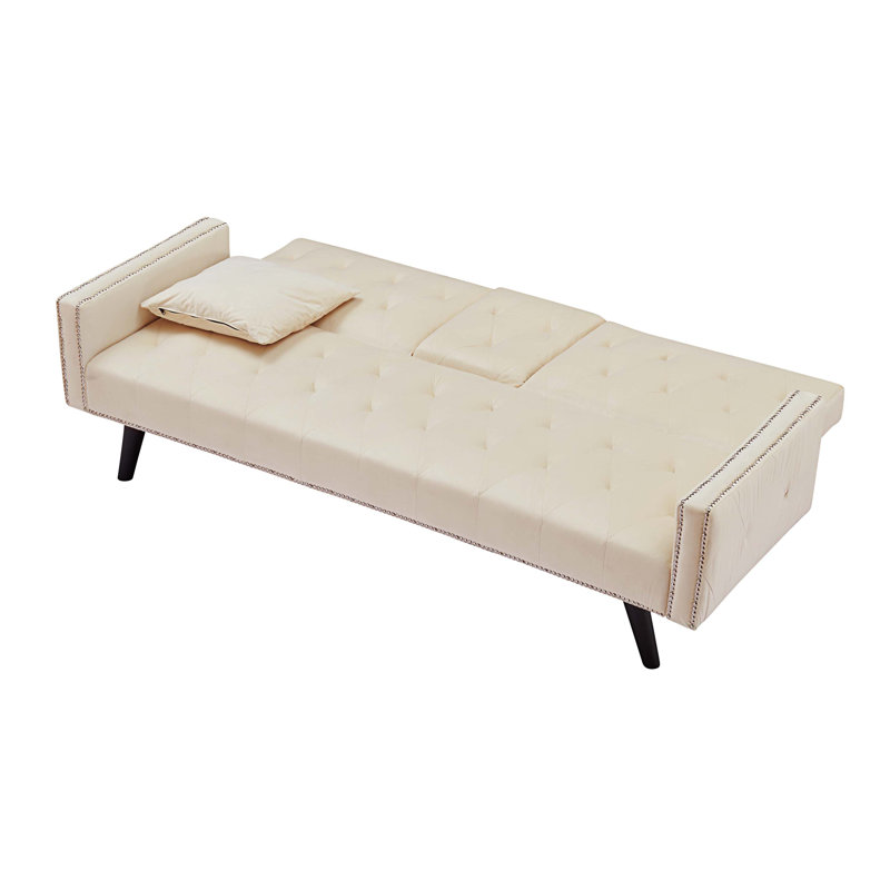 Canapé-lit convertible Darlys, Velours beige clair